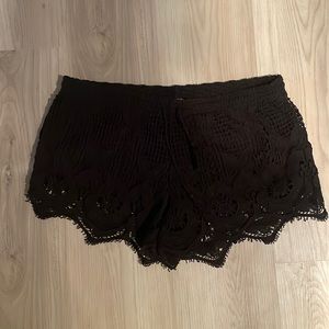 Express Black Lace Cotton Shorts